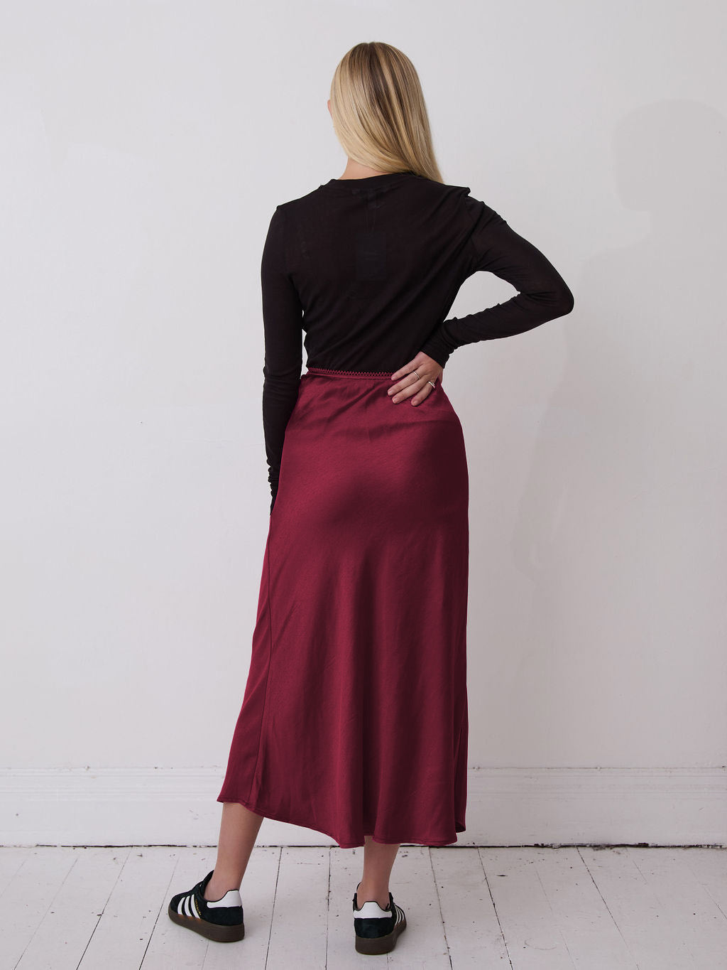 Angel Burgundy Satin Skirt
