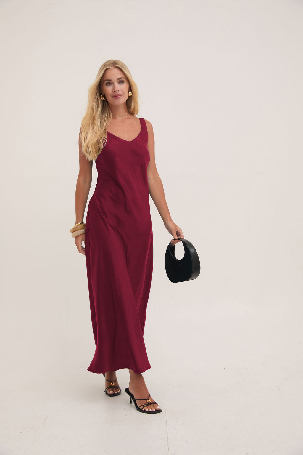Gabriella Burgundy Satin Slip Dress