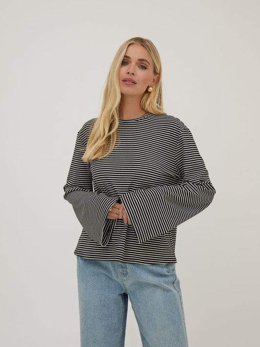 Celine Black & White Stripe Top