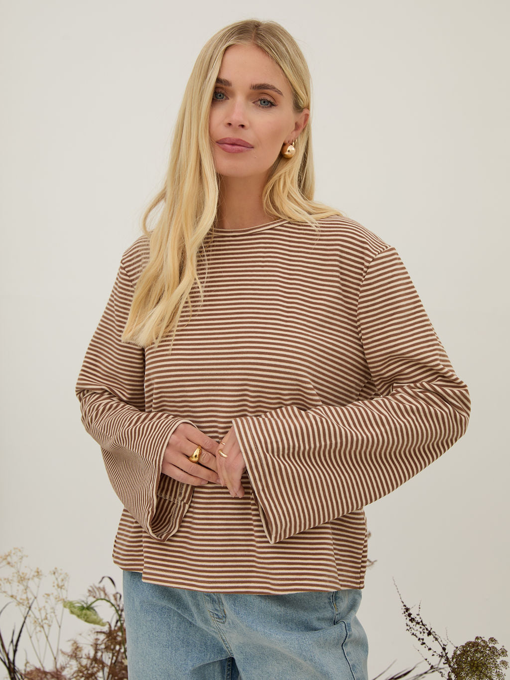 Celine Brown & Cream Stripe Super Soft Top