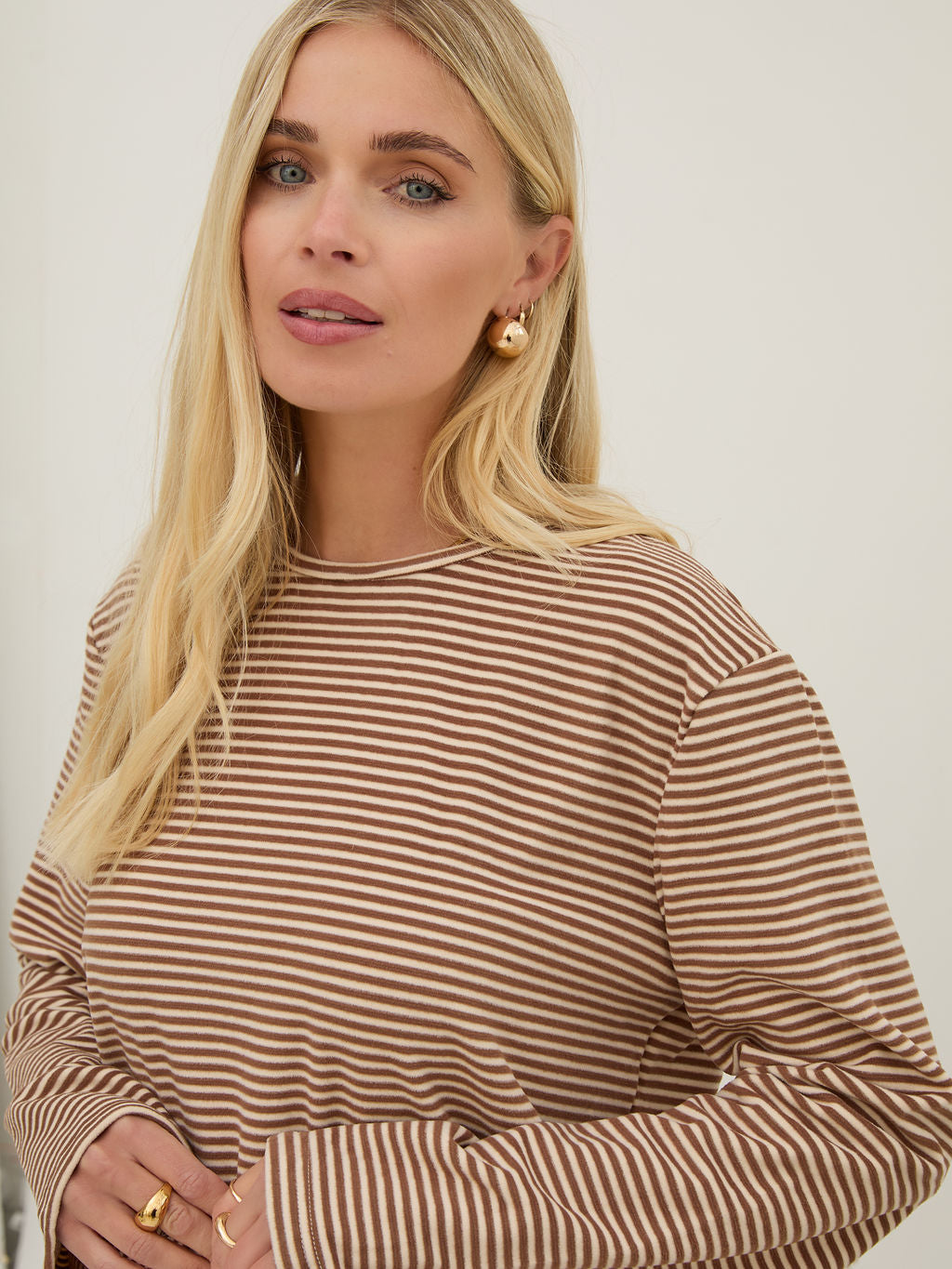 Celine Brown & Cream Stripe Super Soft Top