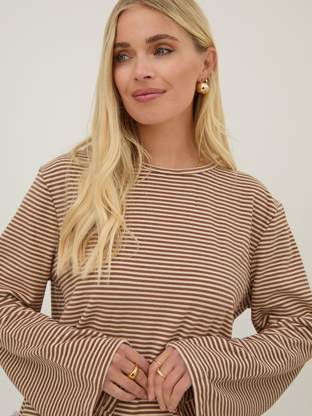 Celine Brown & Cream Stripe Super Soft Top