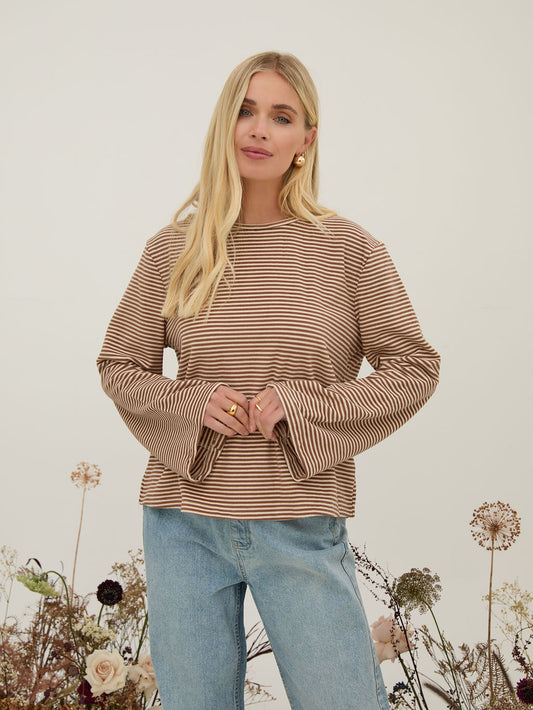 Celine Brown & Cream Stripe Super Soft Top
