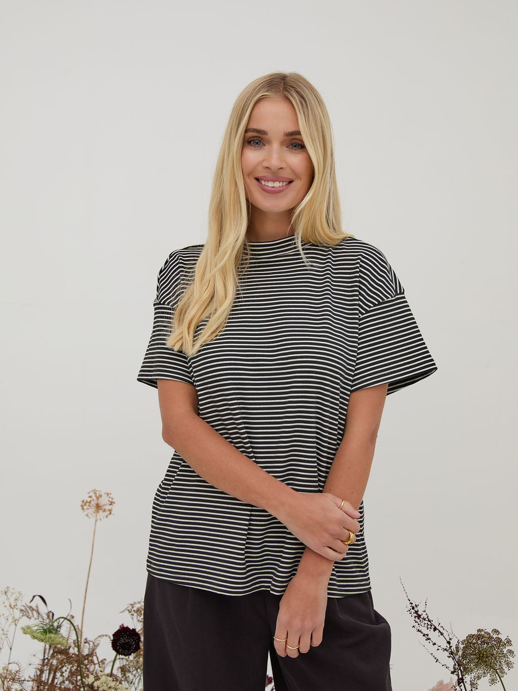 Ennis Black & White Stripe Top