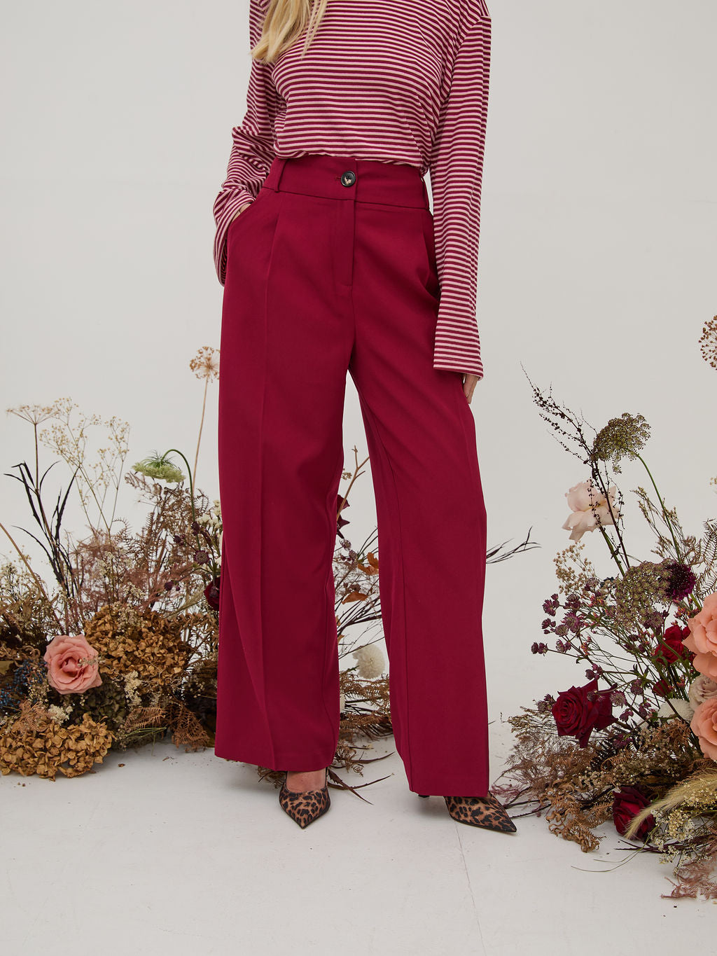 Celine Burgundy & Pink Stripe Super Soft Top