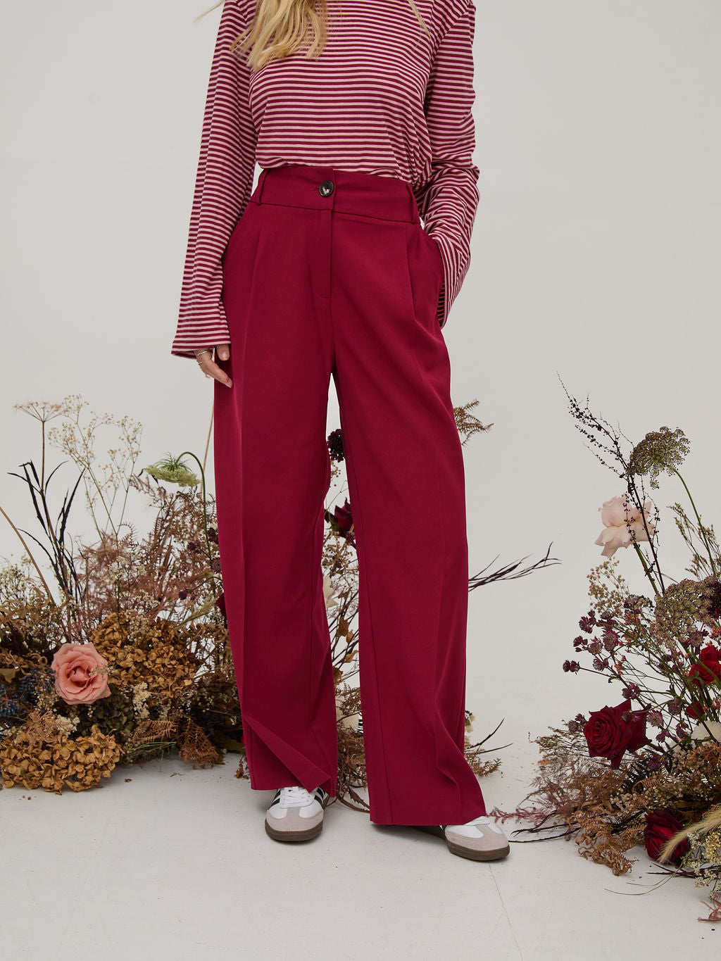 Celine Burgundy & Pink Stripe Super Soft Top