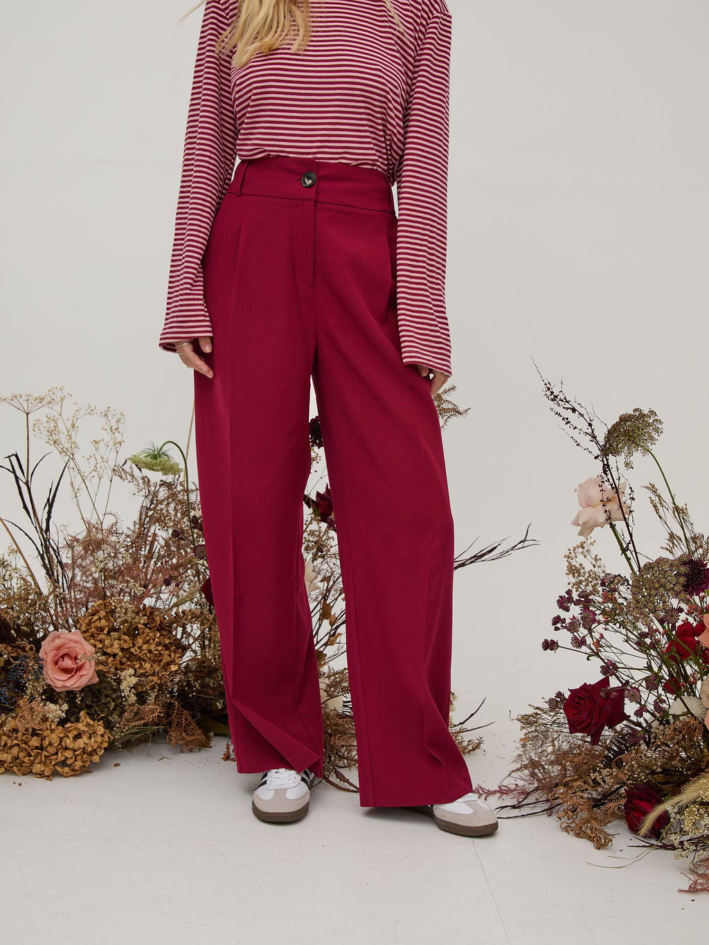 Celine Burgundy & Pink Stripe Super Soft Top