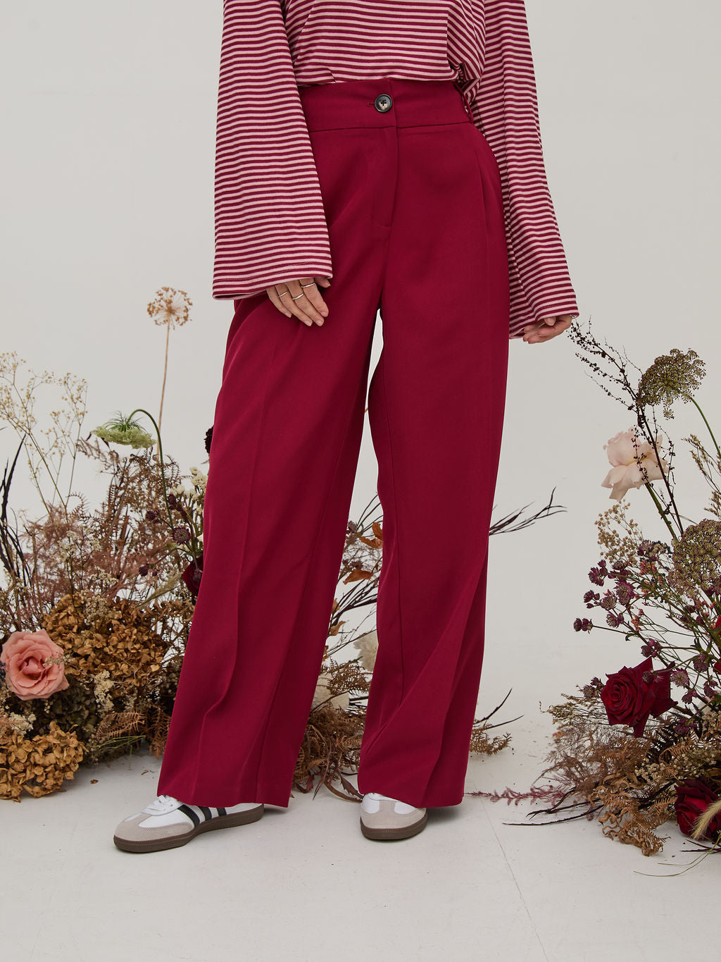 Celine Burgundy & Pink Stripe Super Soft Top