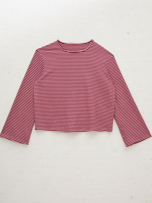 Celine Burgundy & Pink Stripe Super Soft Top