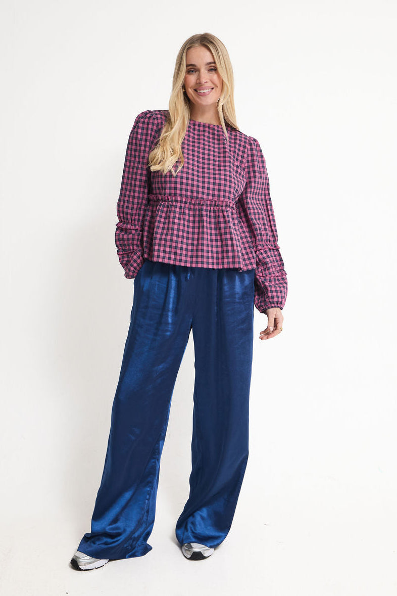 Erika Pink & Navy Gingham Top