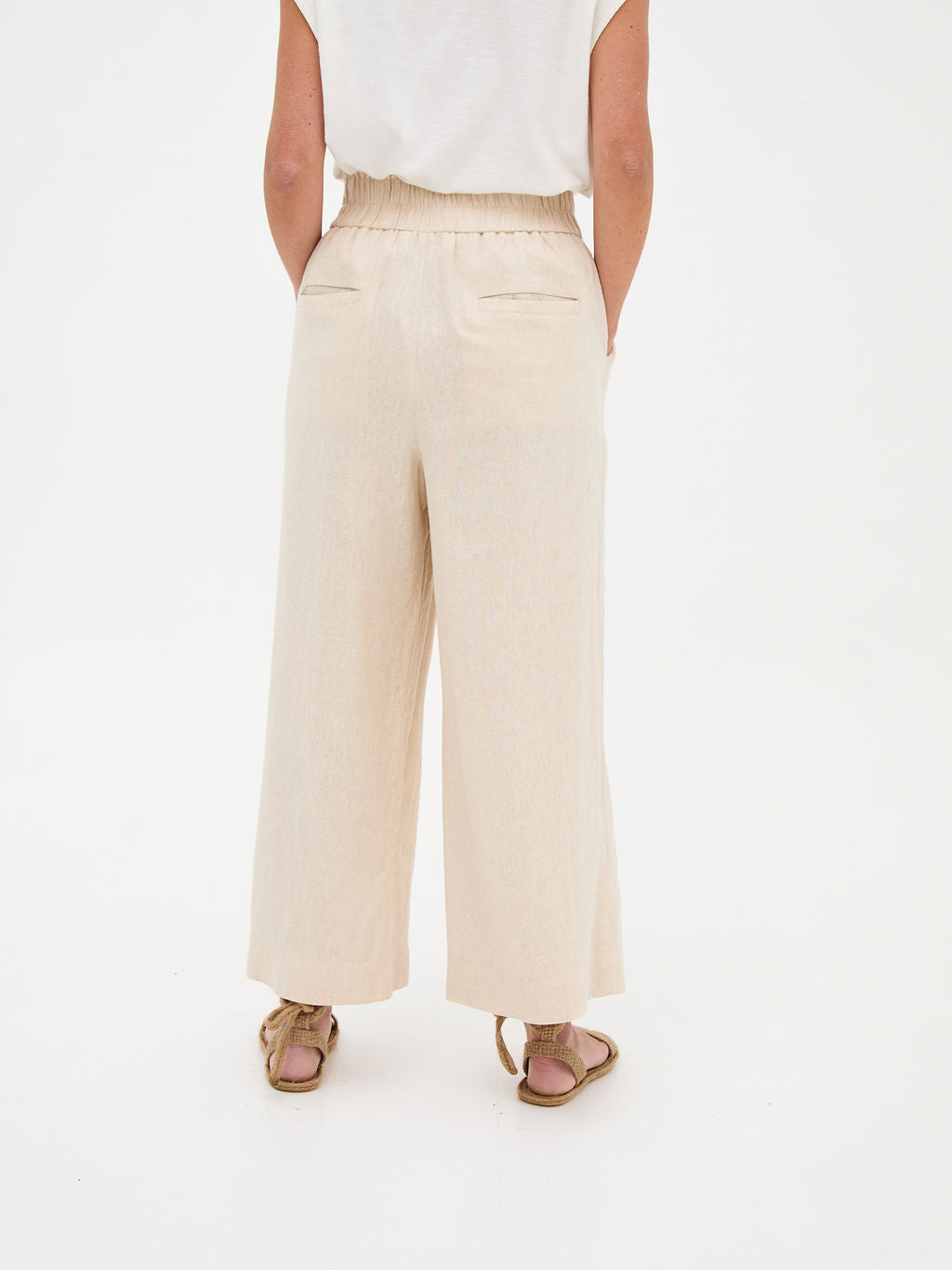 Ria Linen Blend Wide-Leg Culottes