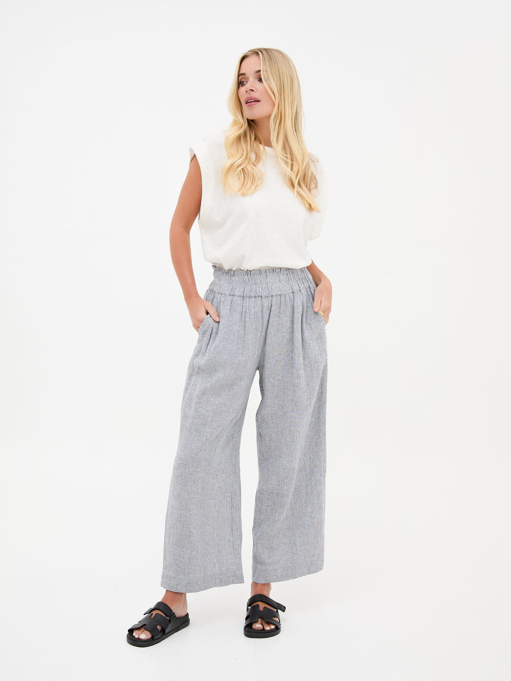 Ria Stripe Linen Culottes