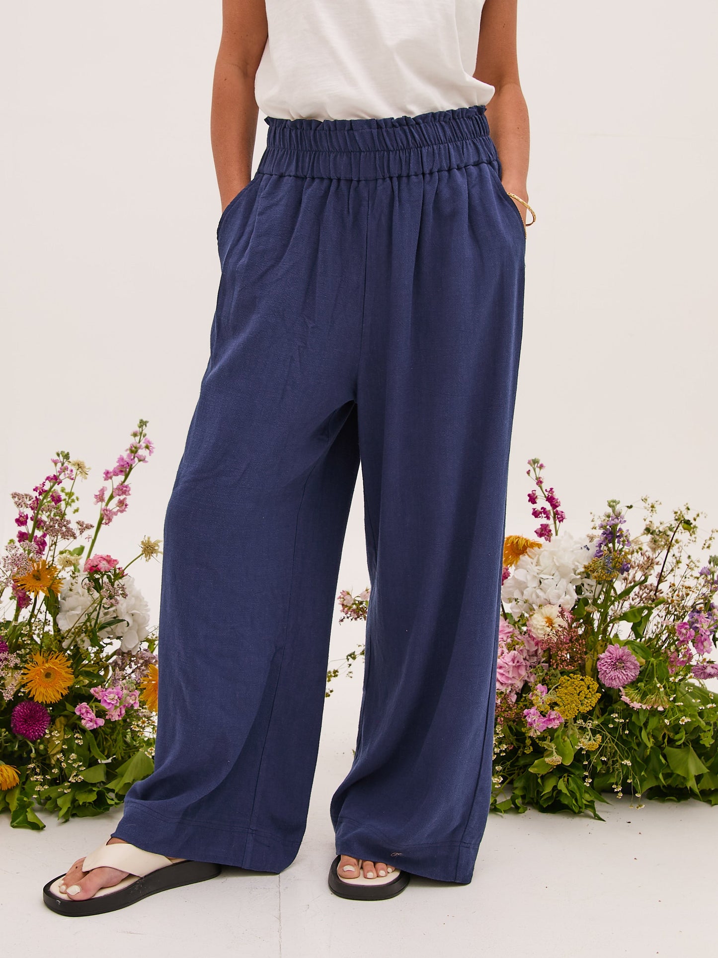 Ria Navy Textured Culottes