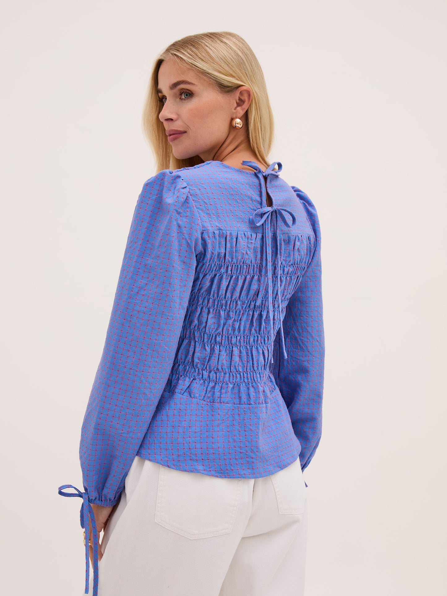 Giorgia Smocked Check Top