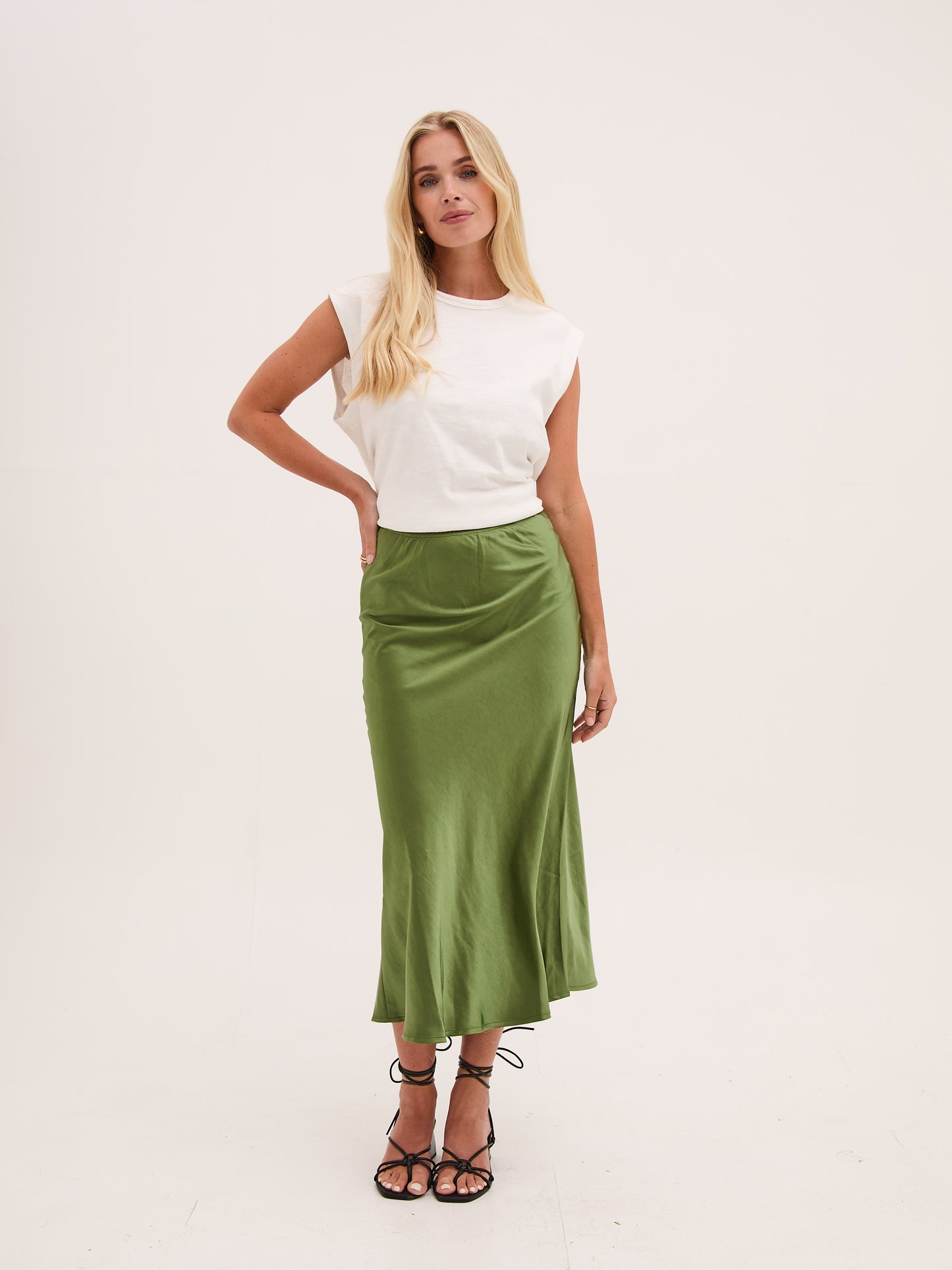 Angel Khaki Satin Skirt