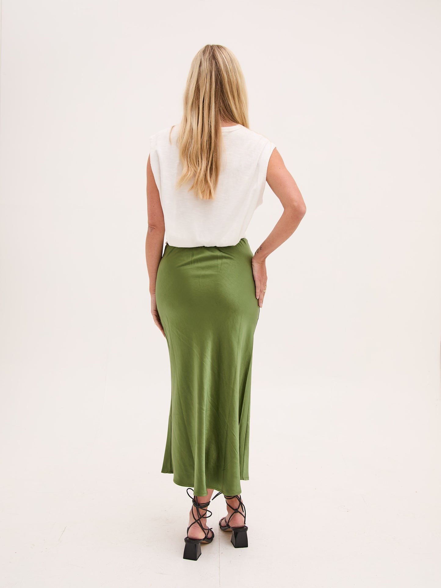 Angel Khaki Satin Skirt