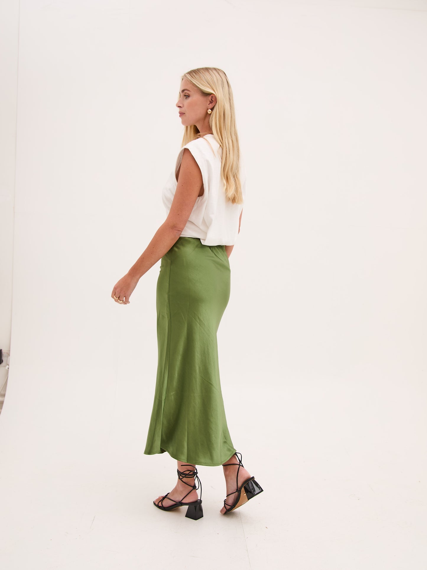 Angel Khaki Satin Skirt