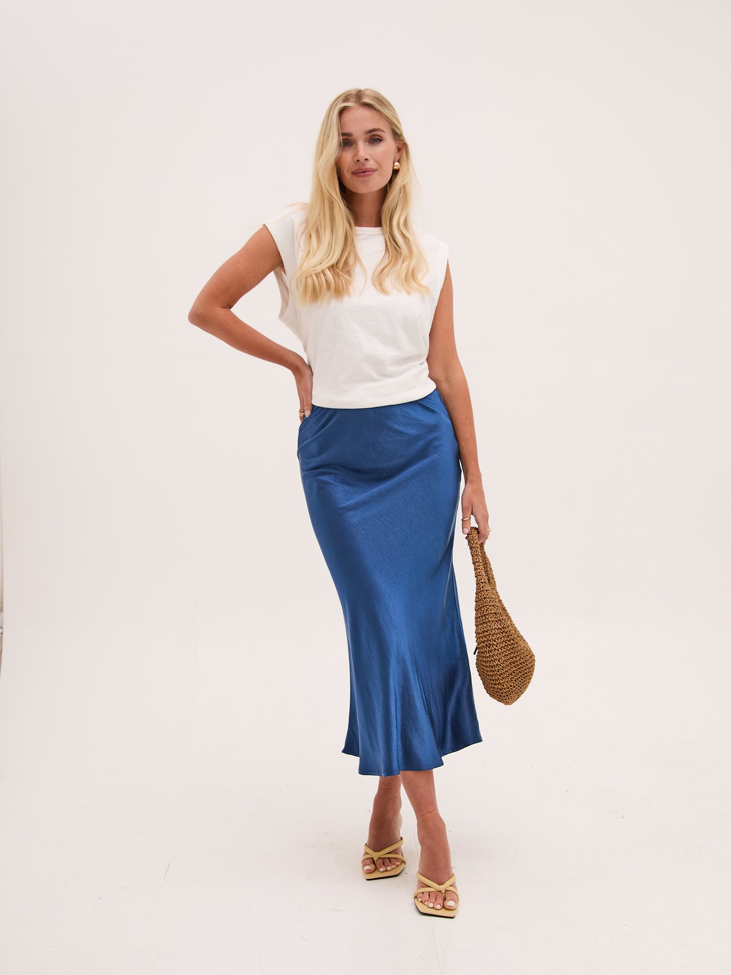 Angel Navy Satin Skirt