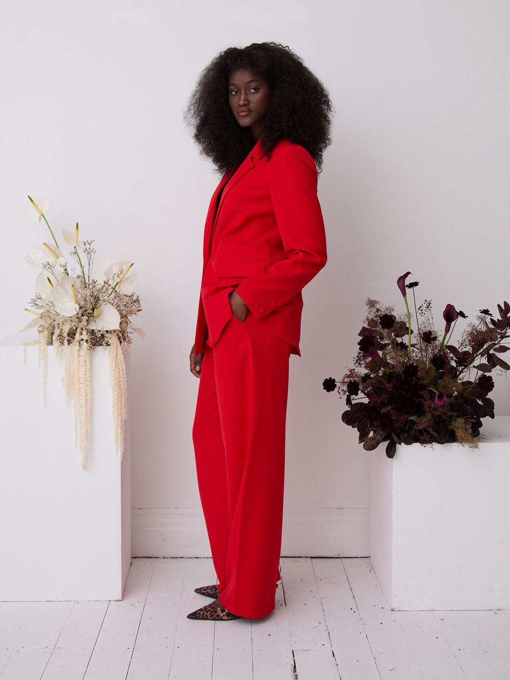 Lucia Premium Red Wide Leg Comfort Trouser