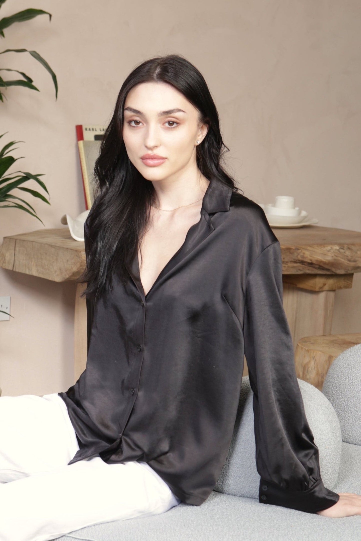 Black Satin Shirt