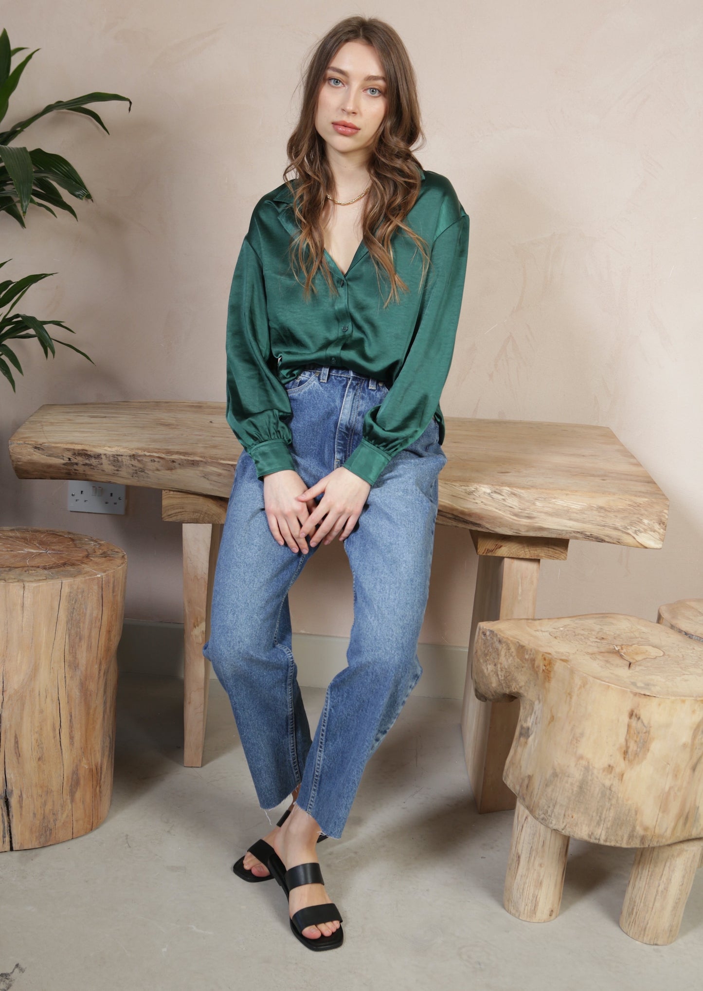 Green Satin Shirt