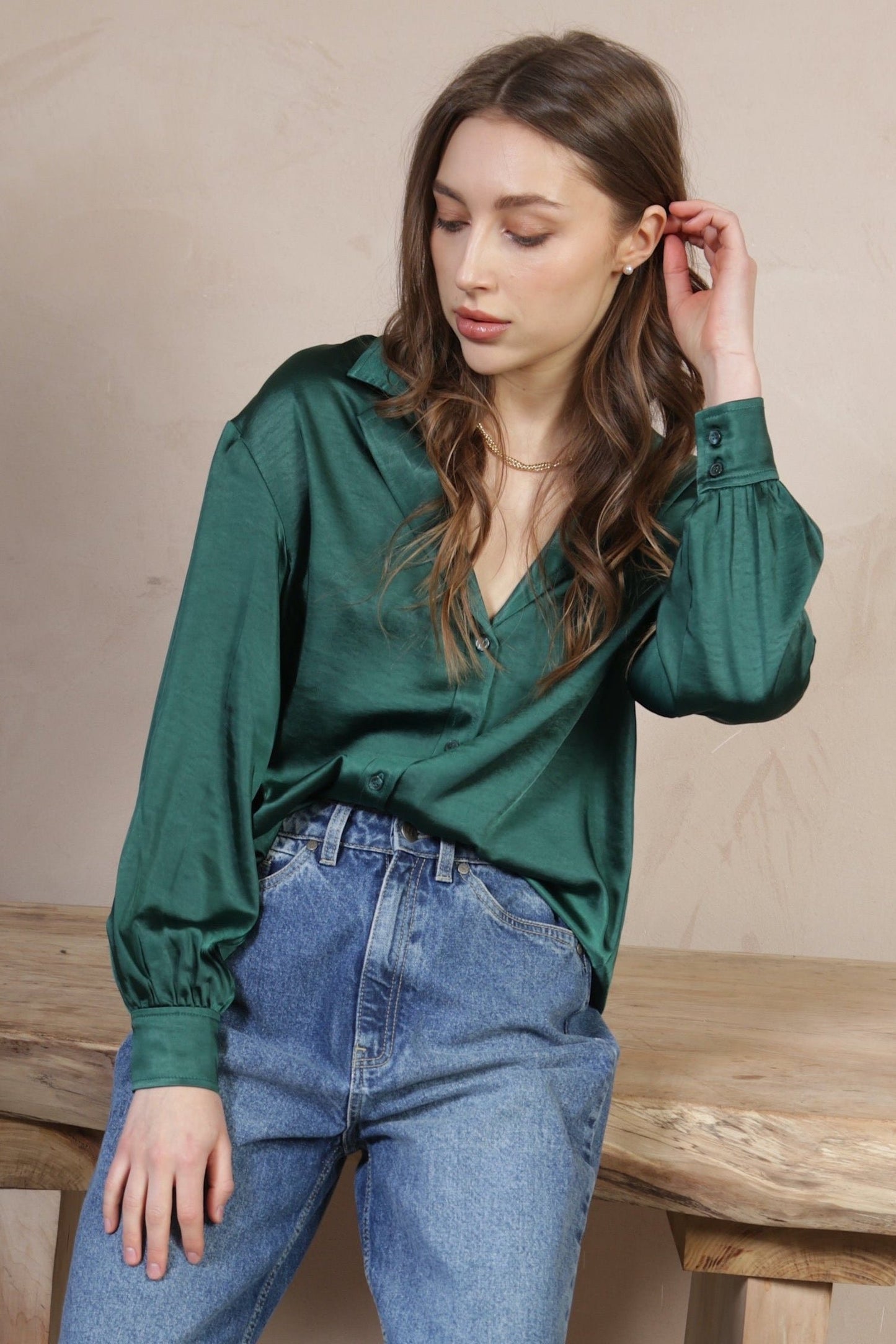 Green Satin Shirt