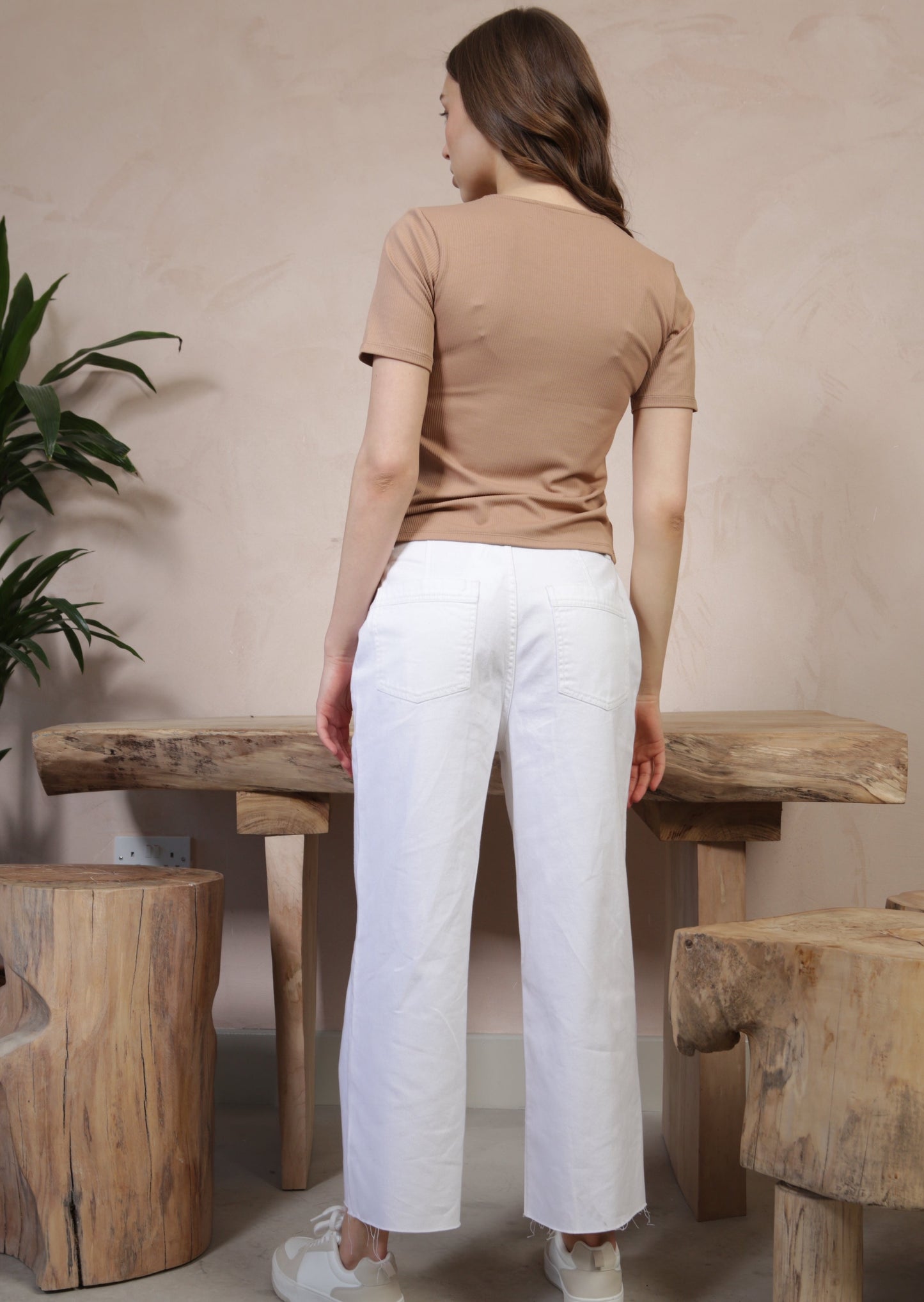 Ribbed Placket Button Tee