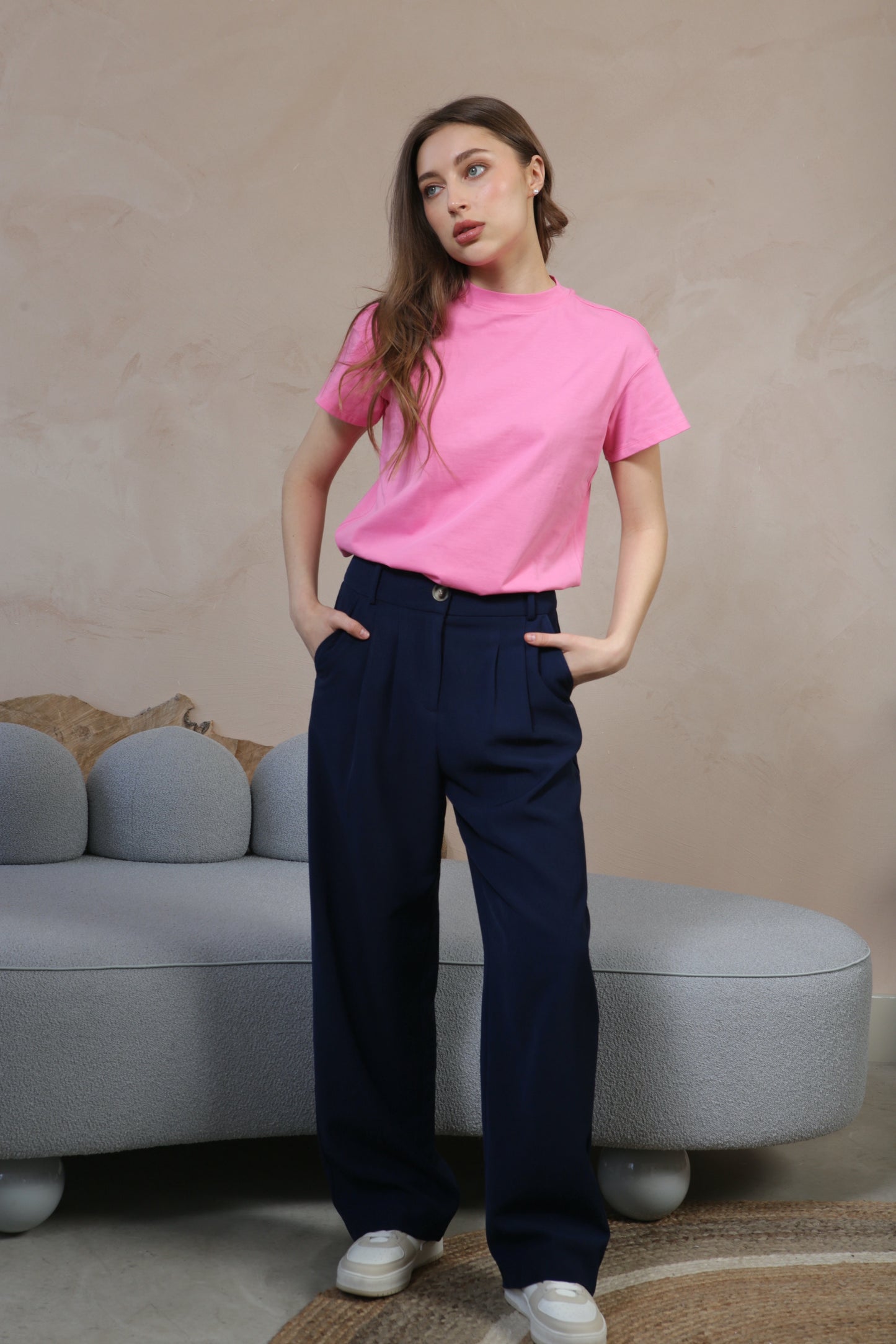 Navy Wide Leg Trouser