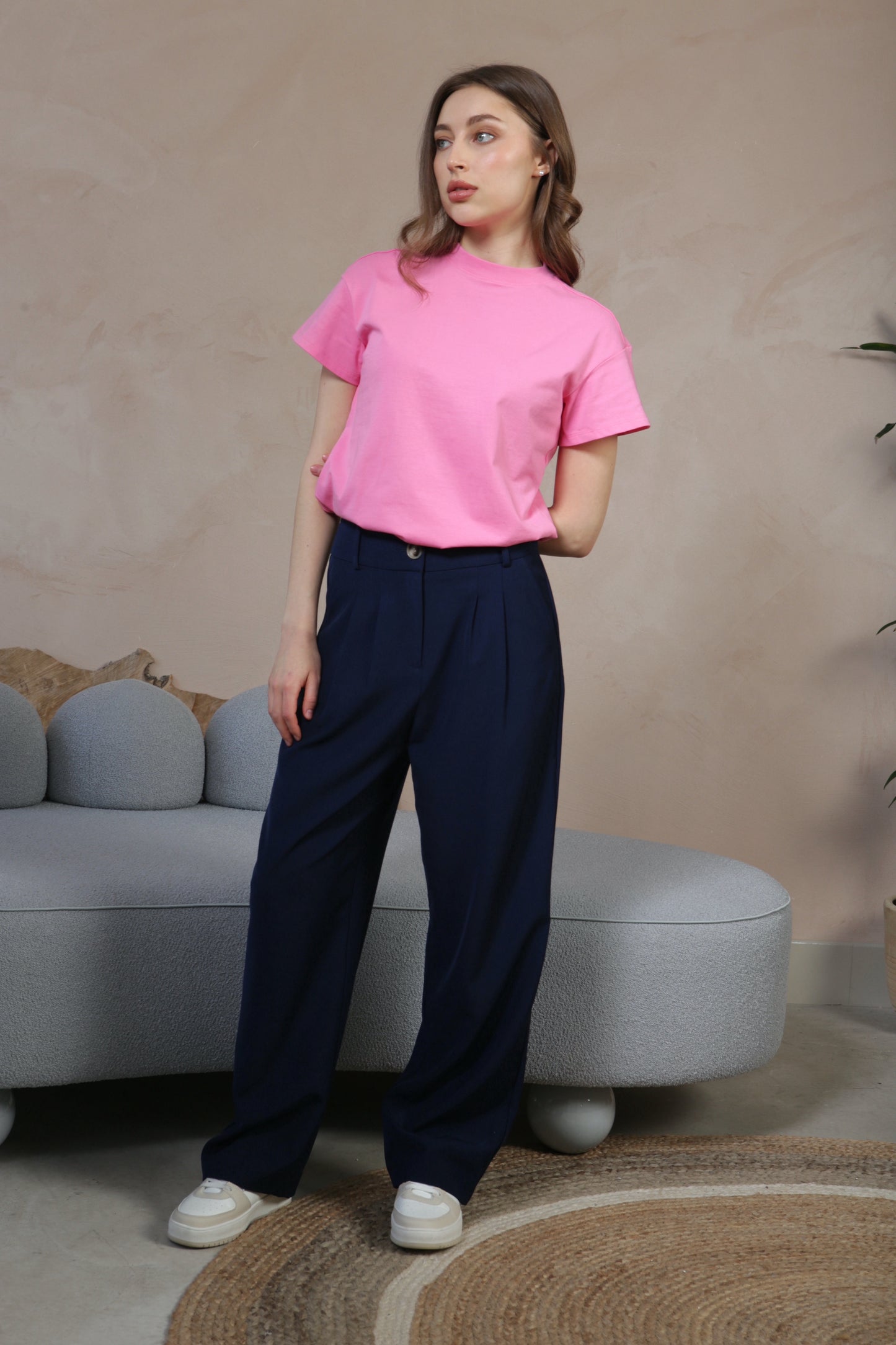 Navy Wide Leg Trouser