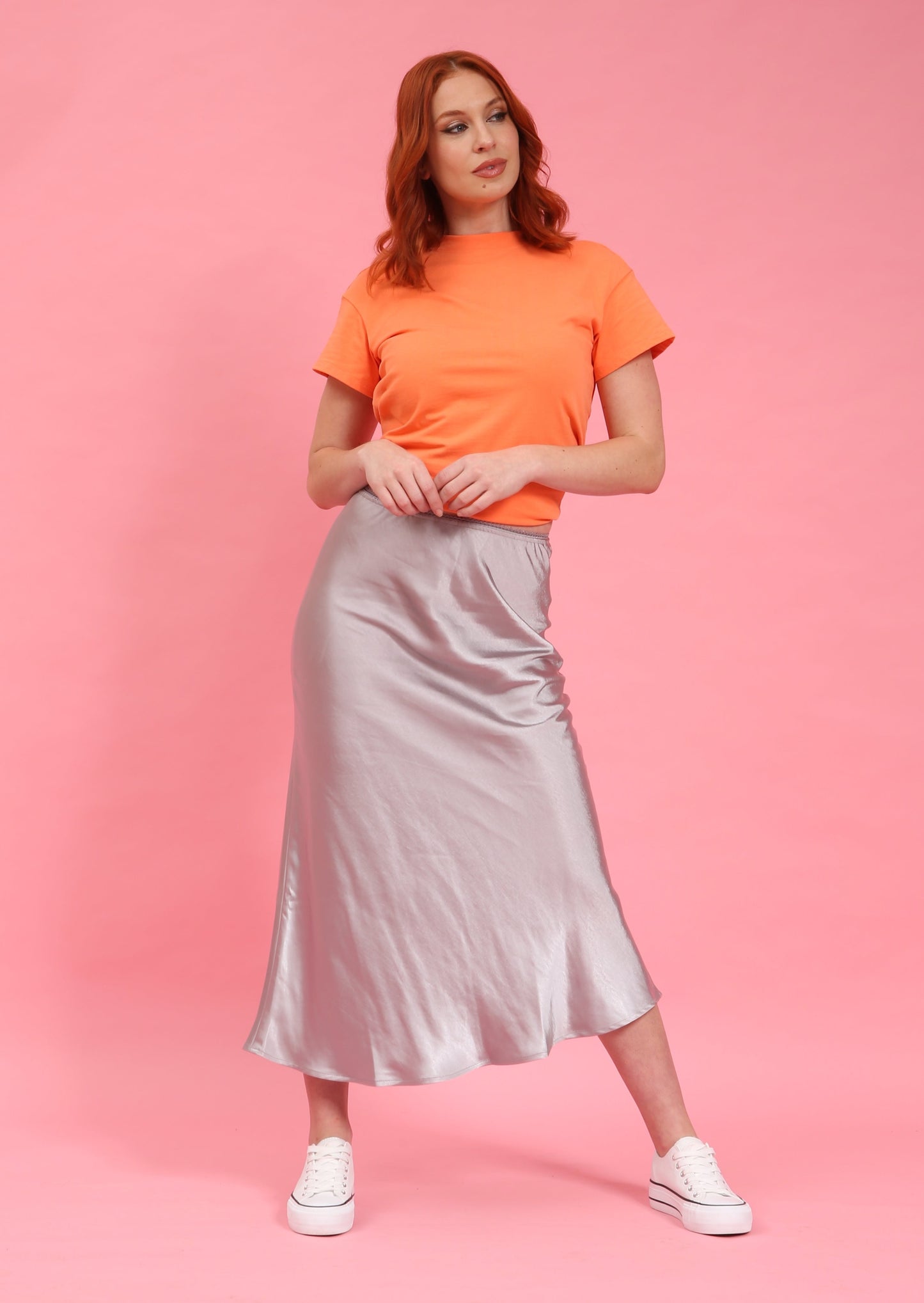 Silver Satin Skirt