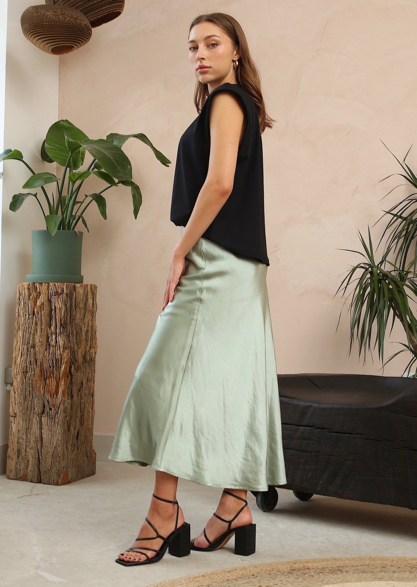Angel Sage Satin Skirt