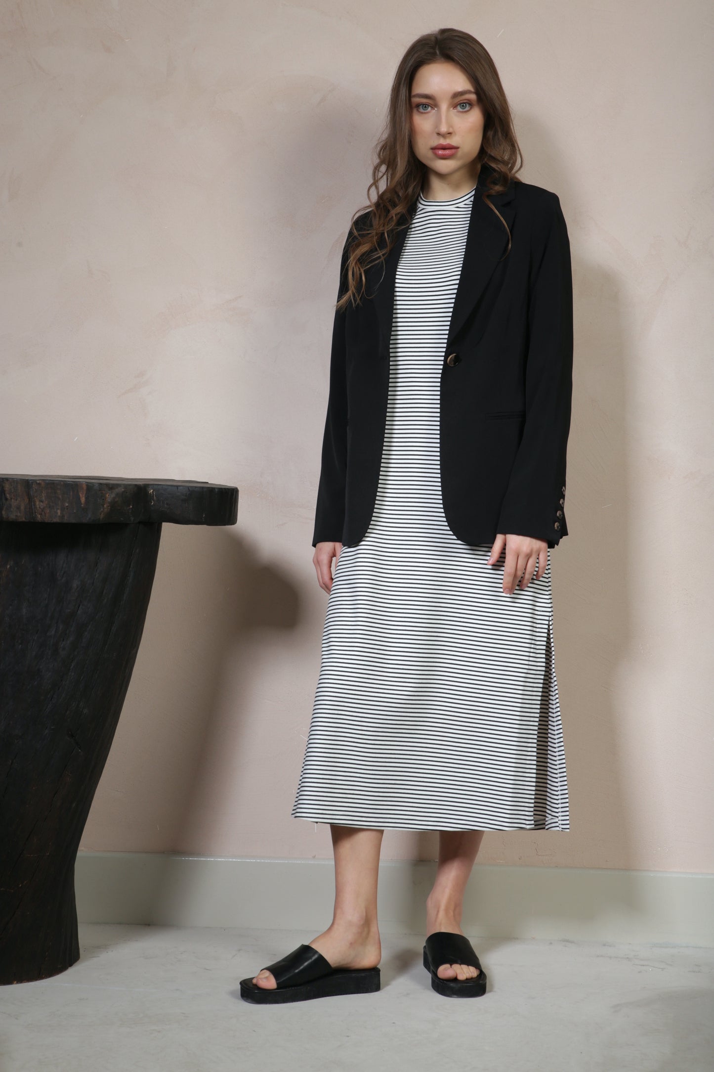 Stripe Knit Midi Dress
