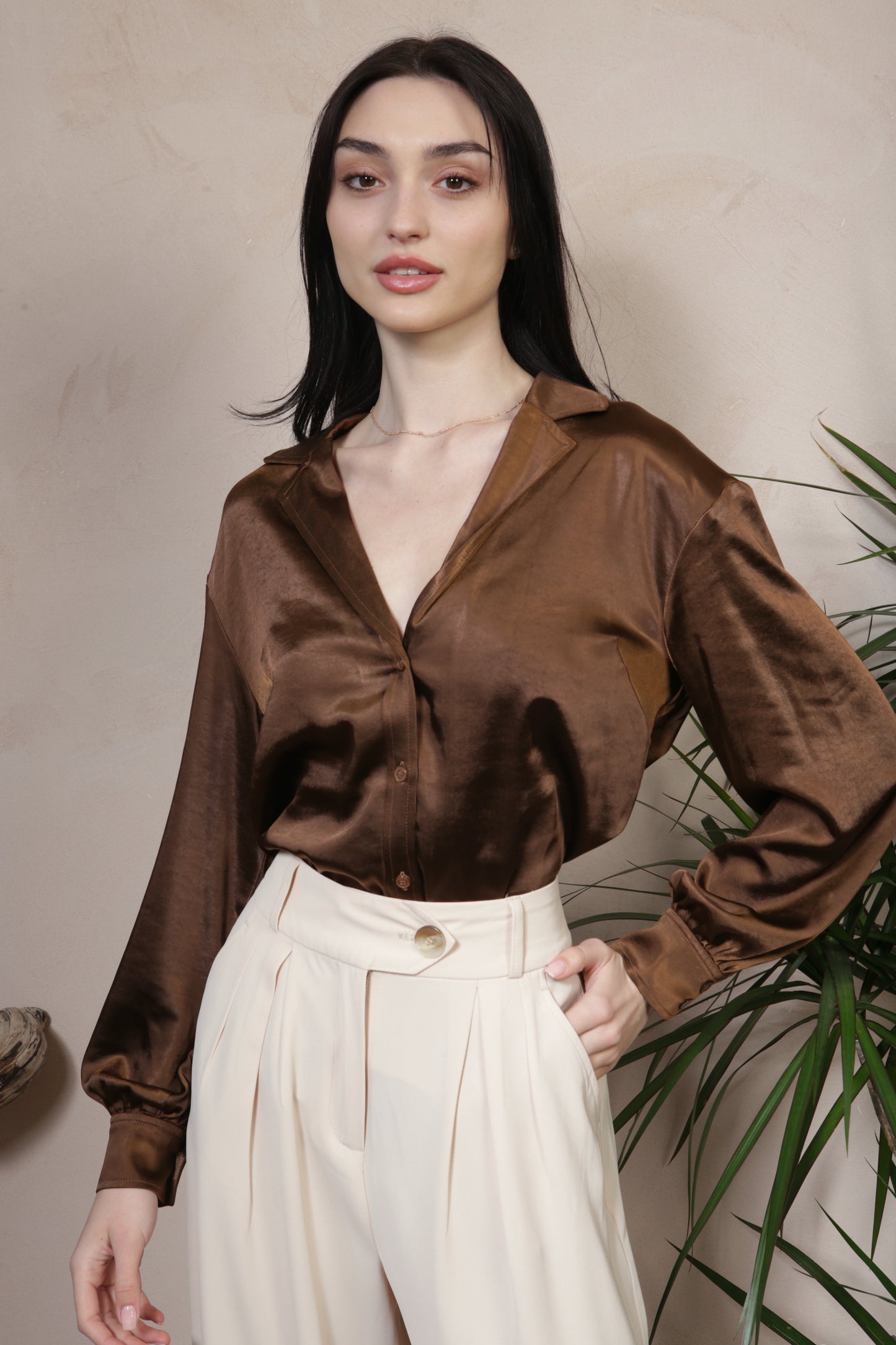 Neutral Wide Leg Trouser