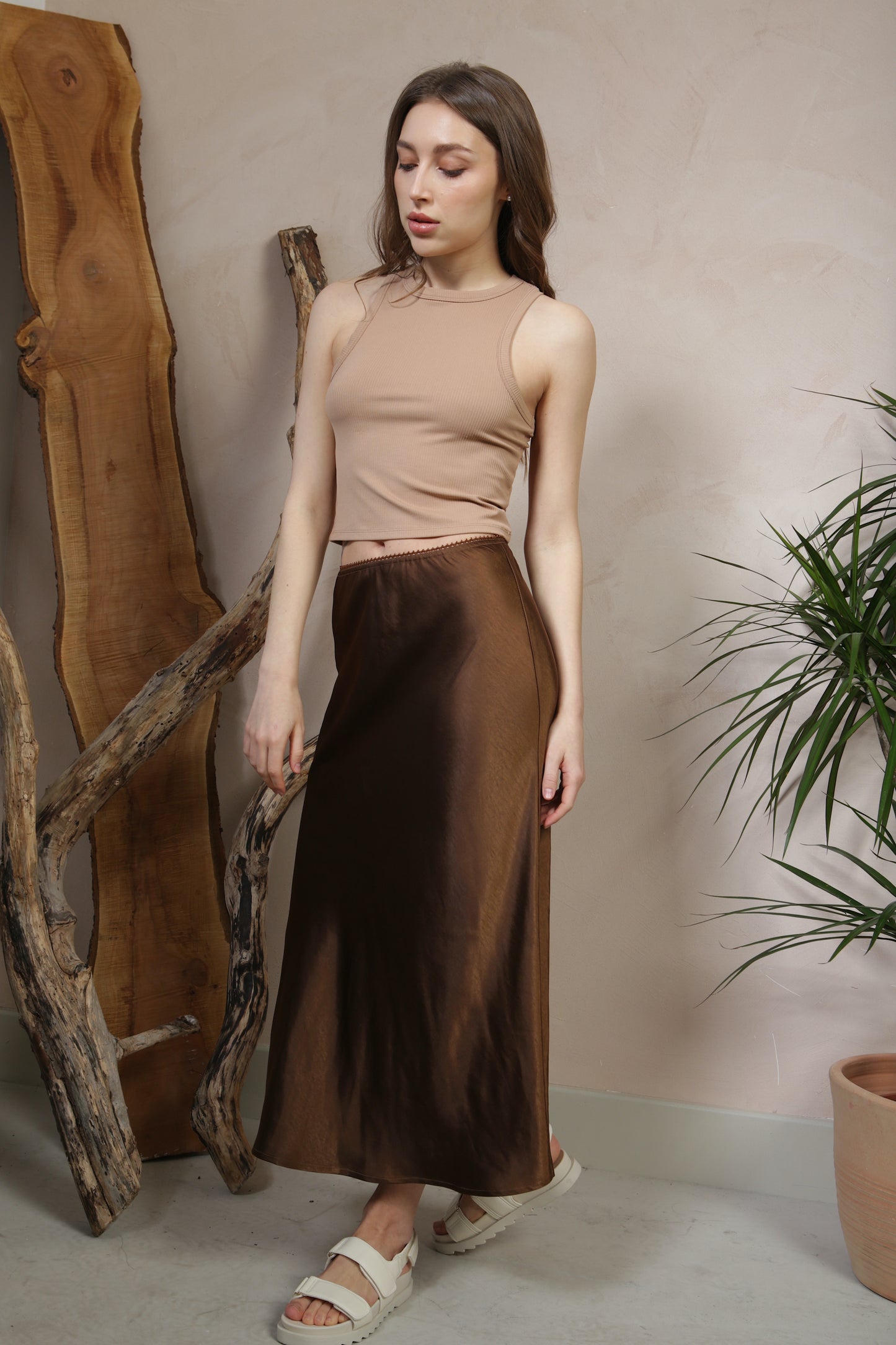 Chocolate Satin Skirt