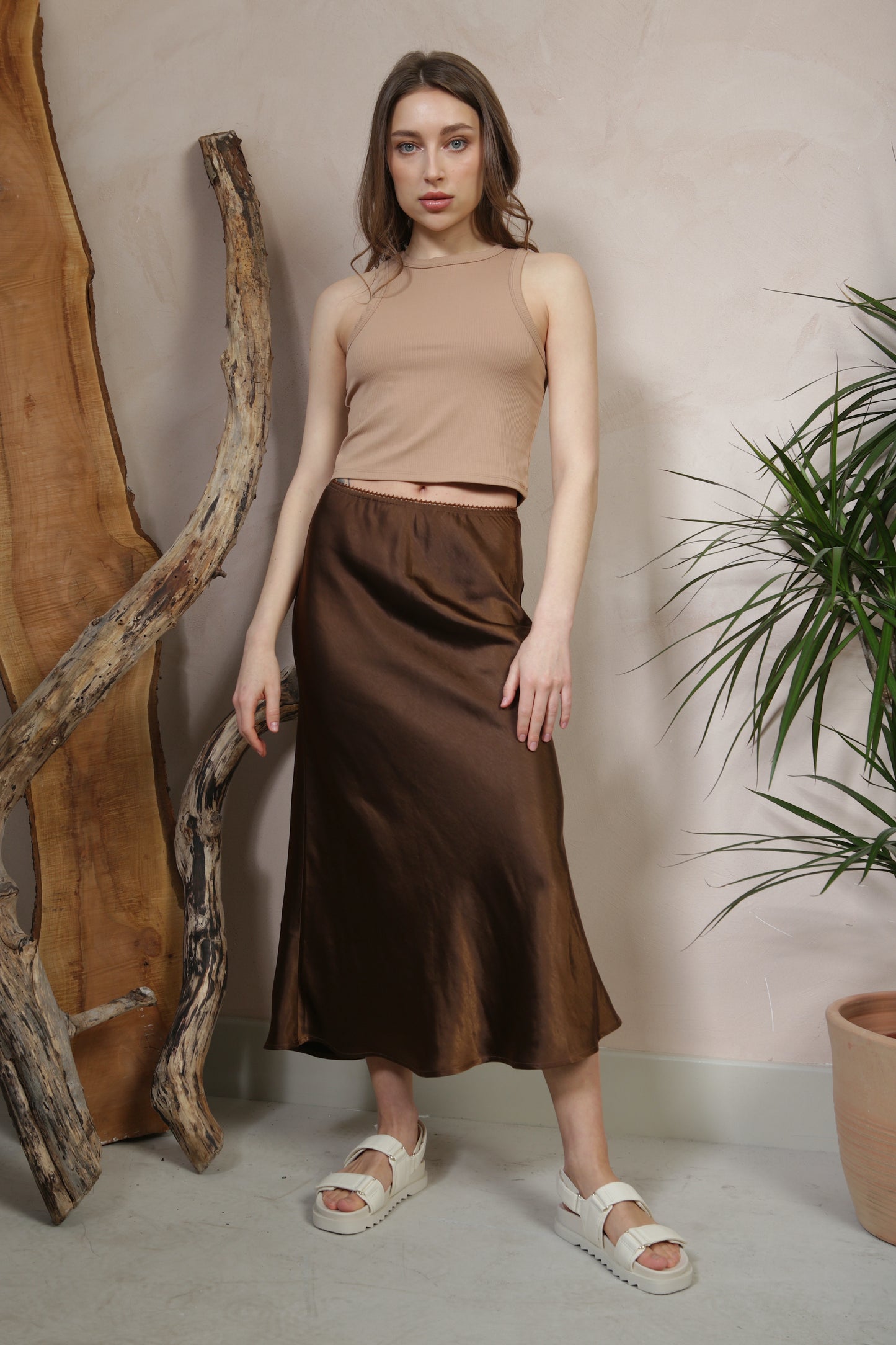 Chocolate Satin Skirt