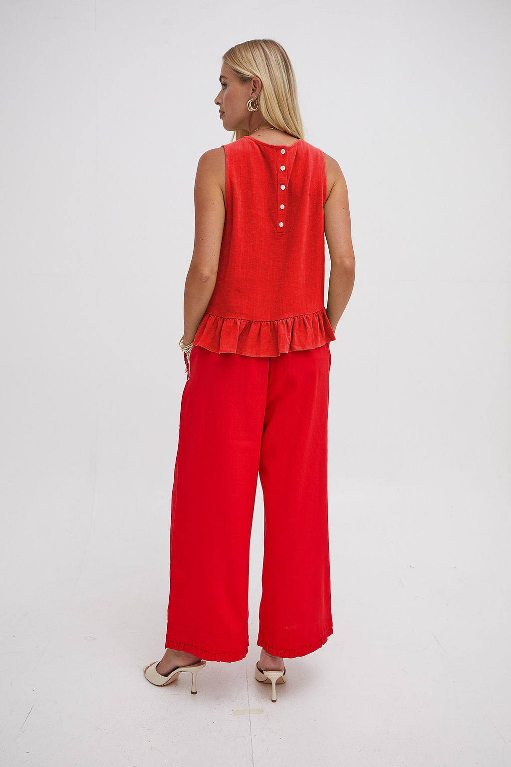 Monica Red Ruffle Hem Top
