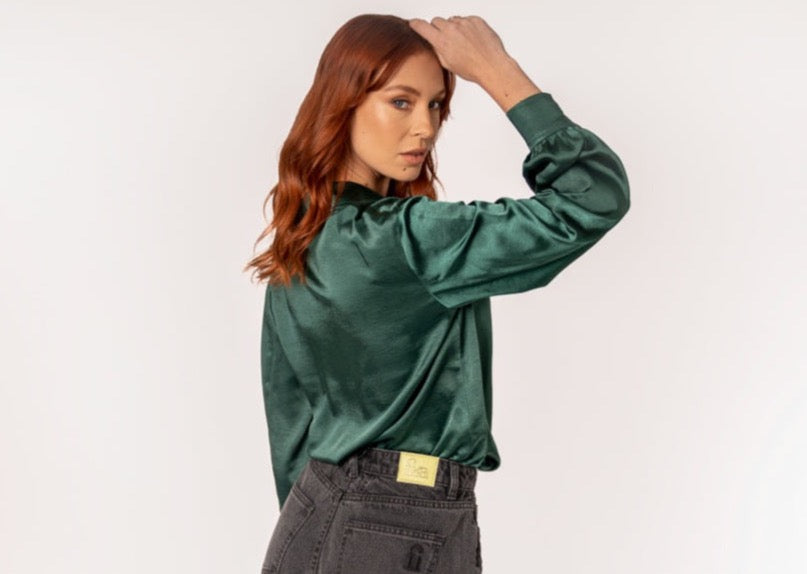 Green Satin Shirt