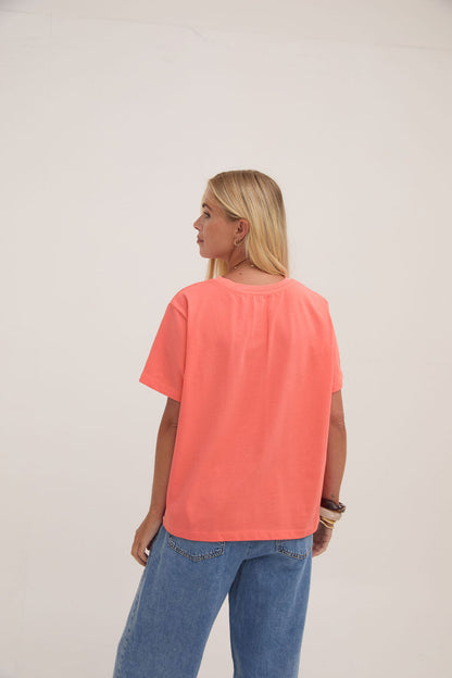 Ennis Orange Relaxed Cotton T-Shirt