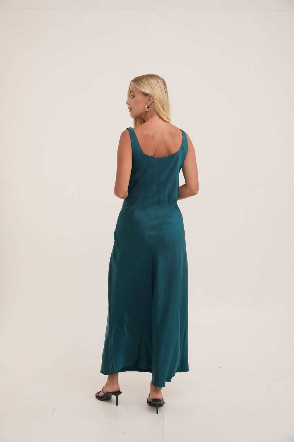 Gabriella Teal Satin Slip Dress