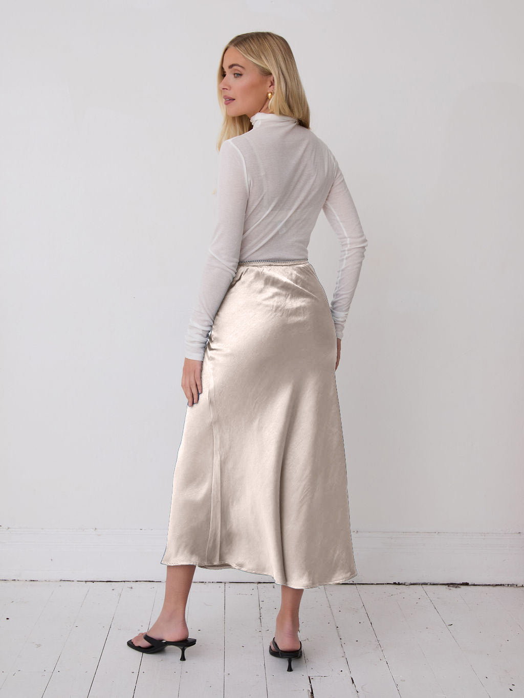 Angel Champagne Satin Skirt