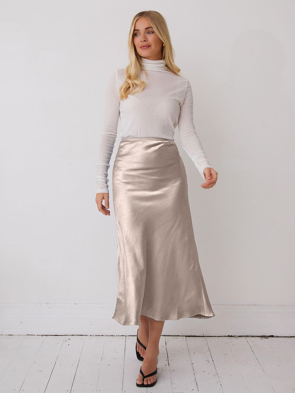 Angel Champagne Satin Skirt