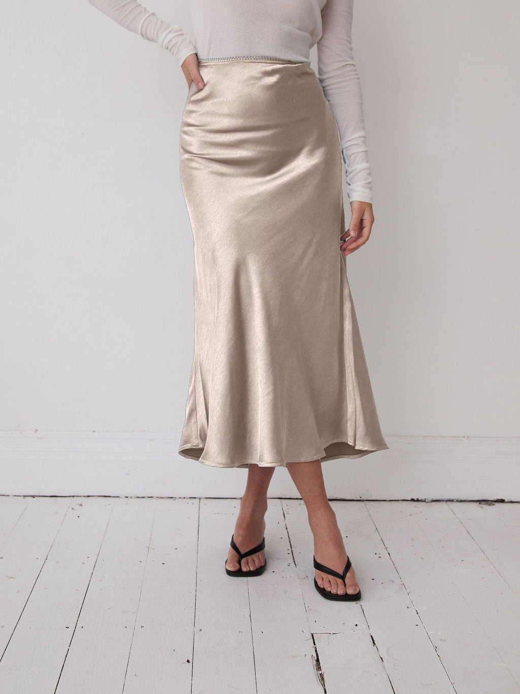 Angel Champagne Satin Skirt