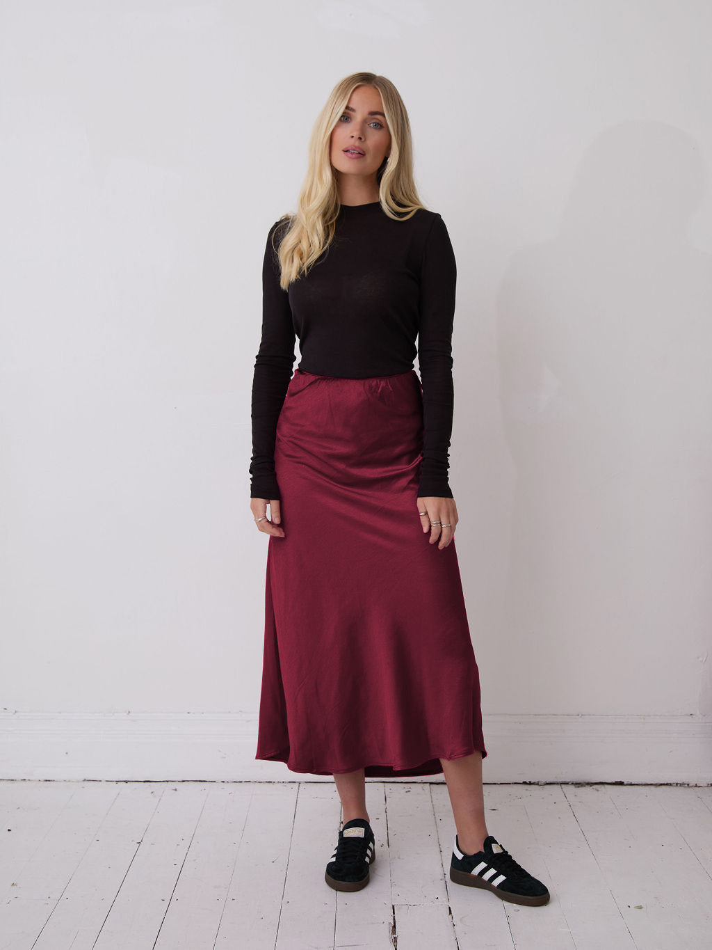 Angel Burgundy Satin Skirt