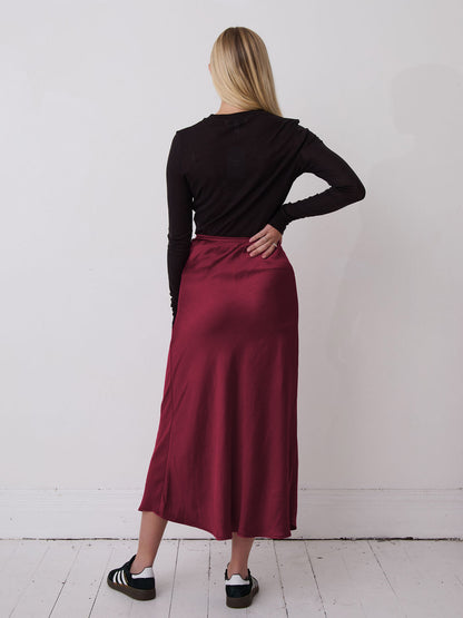 Angel Burgundy Satin Skirt