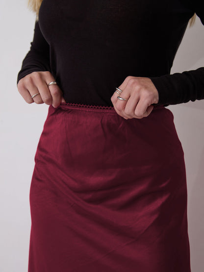Angel Burgundy Satin Skirt