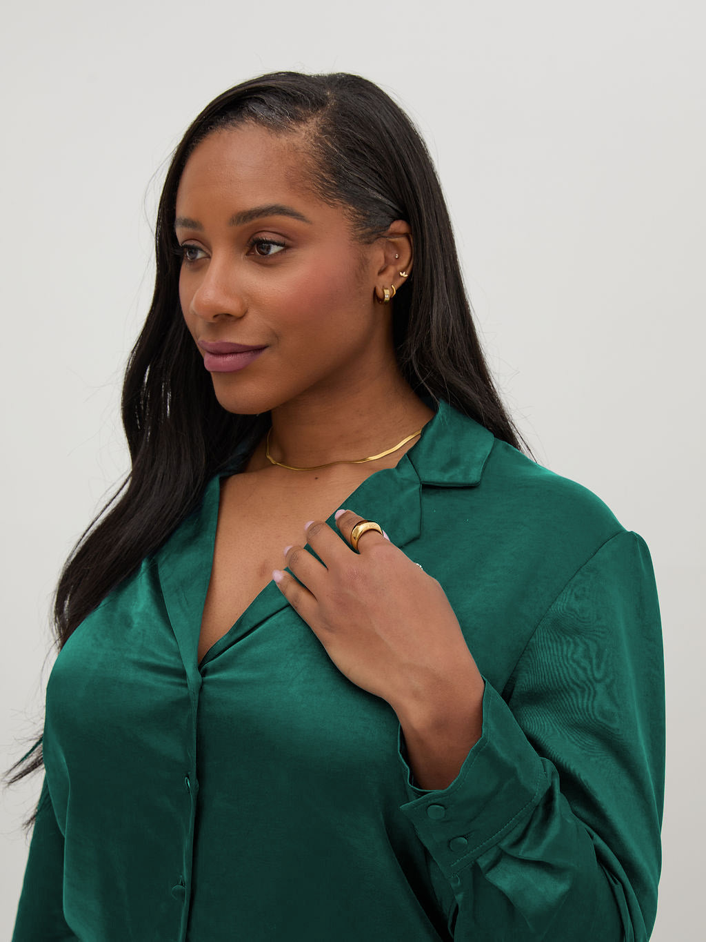Bex Green Relaxed Satin Shirt