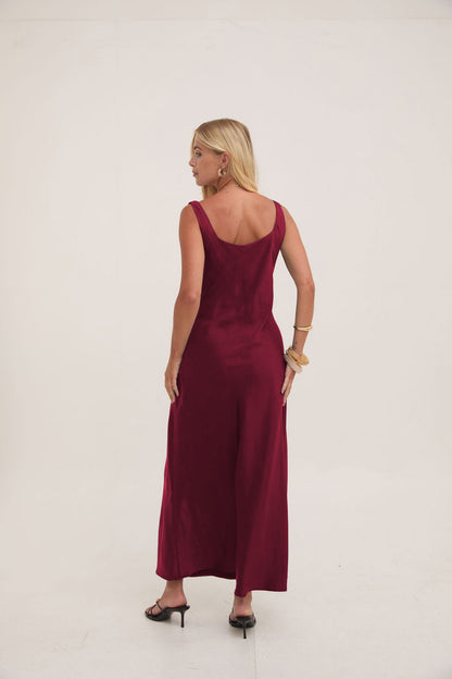Gabriella Burgundy Satin Slip Dress