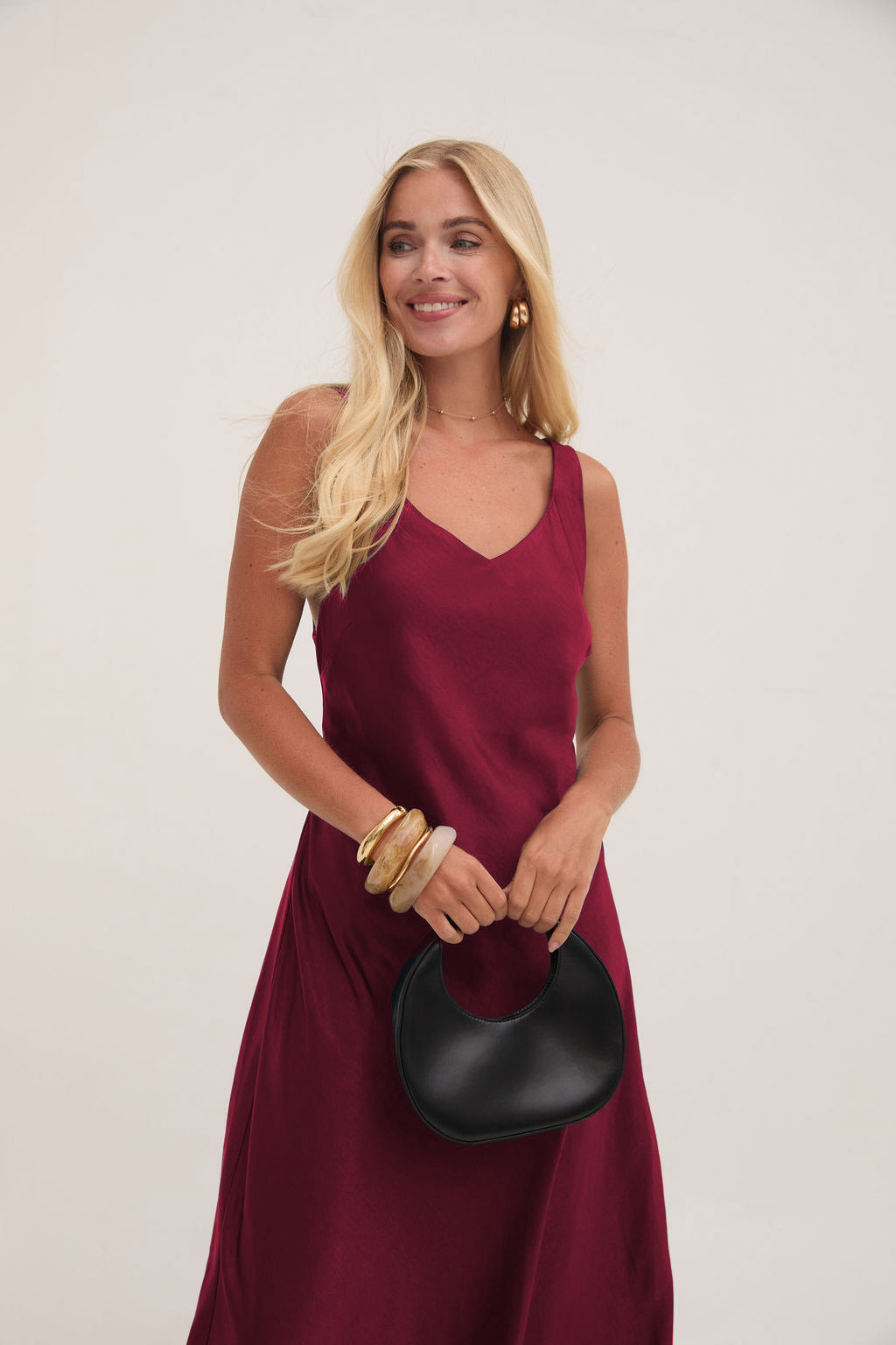 Gabriella Burgundy Satin Slip Dress