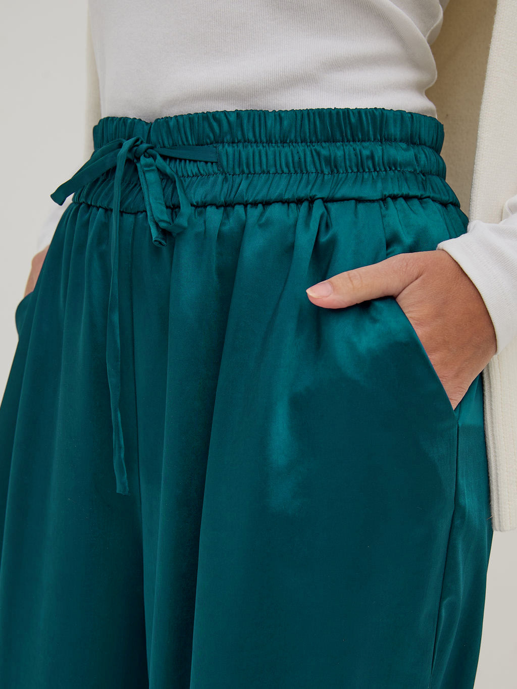 Ebba Teal Satin Trousers