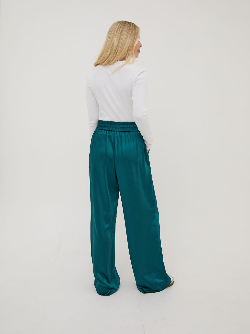 Ebba Teal Satin Trousers